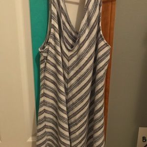 V-Neck White Tank Top with Stripes